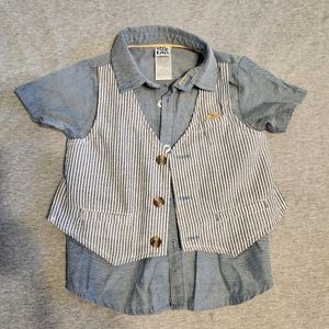 Adorable short sleeve dress shirt / vest 3T